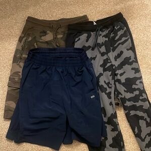 Two shorts size medium sweatpants are a size large, but fit more like a medium